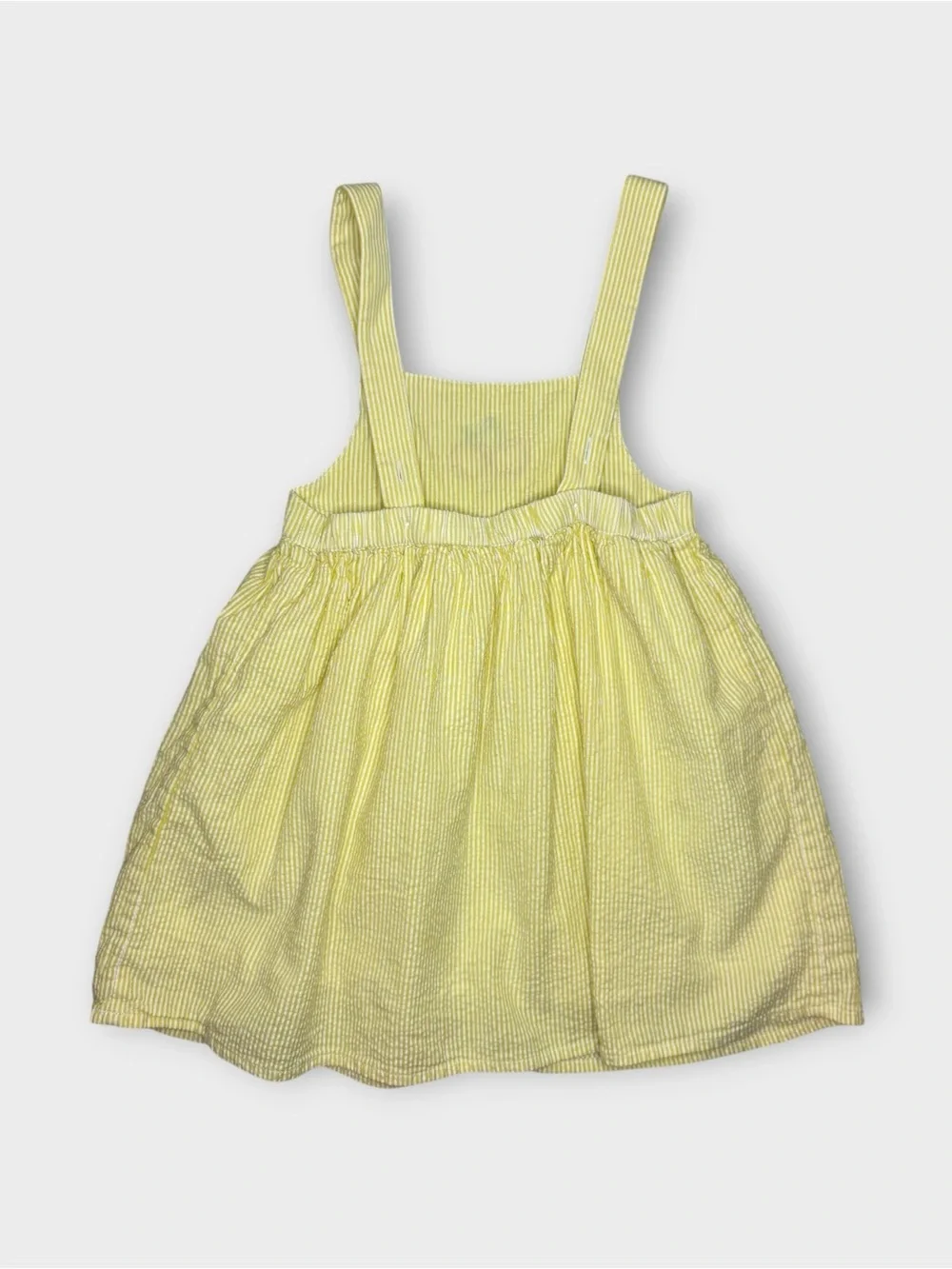 Mini Boden Ice Cream Treats Applique Yellow Seersucker Pinafore Dress